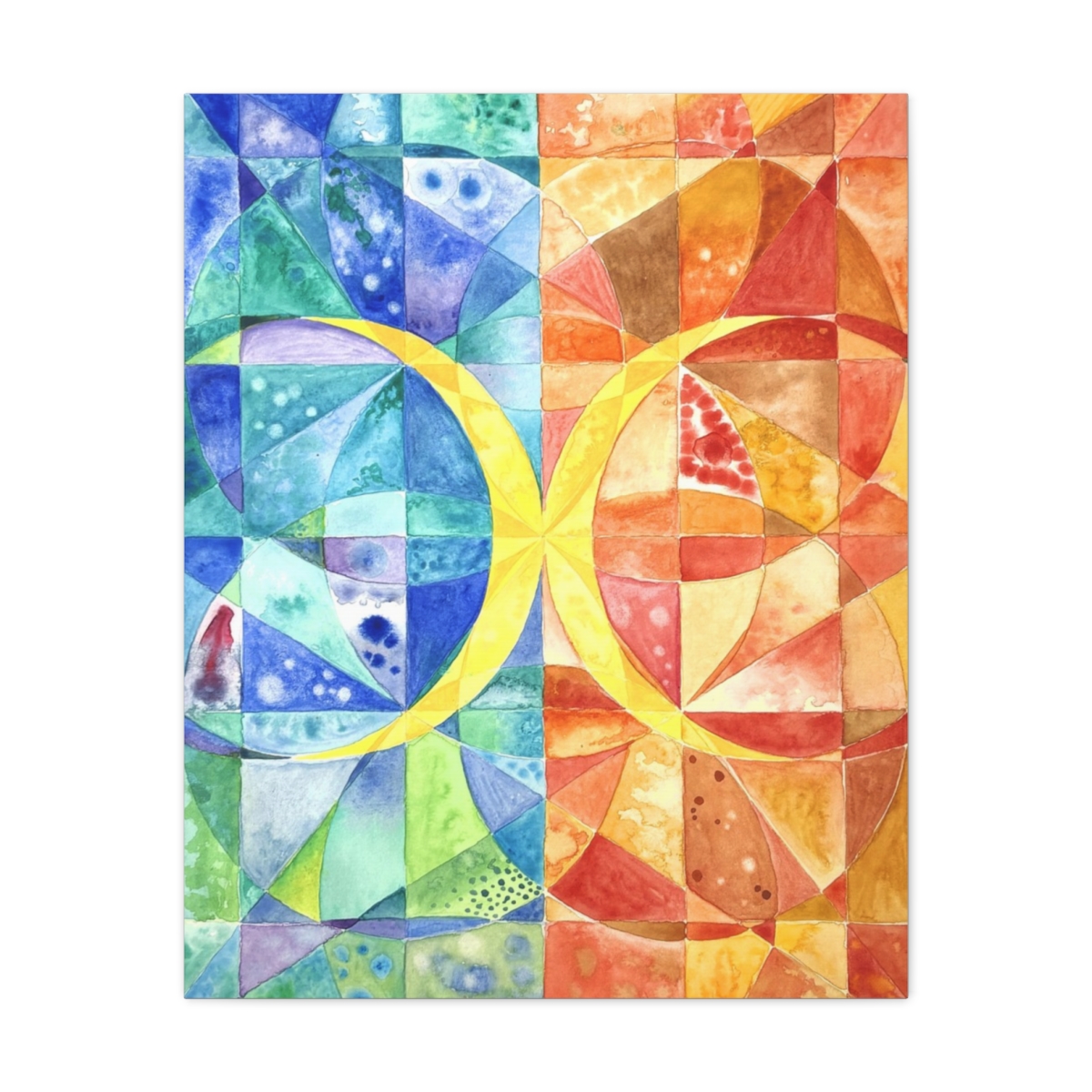 Moon Mosaic Watercolor Canvas Print 24"x30"